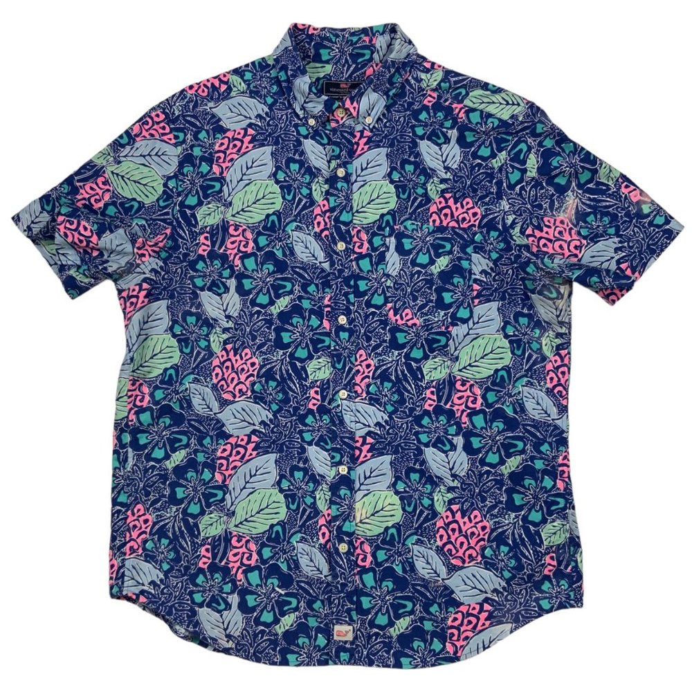 Vineyard Vines Blue Floral Casual Button Down Shirt